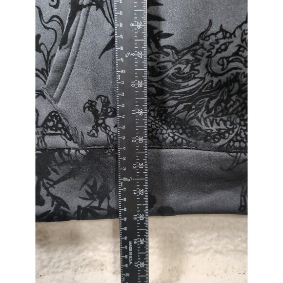 Saints Studio Men’s 3XL Black Pullover Hoodie Subdued Unique Asian Dragons Print - Picture 4 of 8